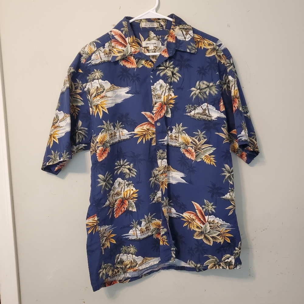 Mens Pierre Cardin Hawaiian Style Shirt Sz Large
